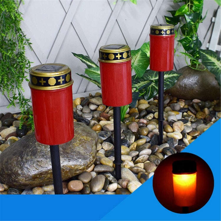 Solar Induction Graves Light Outdoor Waterproof LED Candle Light, Spec: With Ground Nails Red