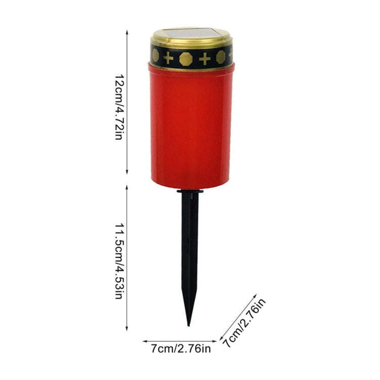 Solar Induction Graves Light Outdoor Waterproof LED Candle Light, Spec: With Ground Nails Red