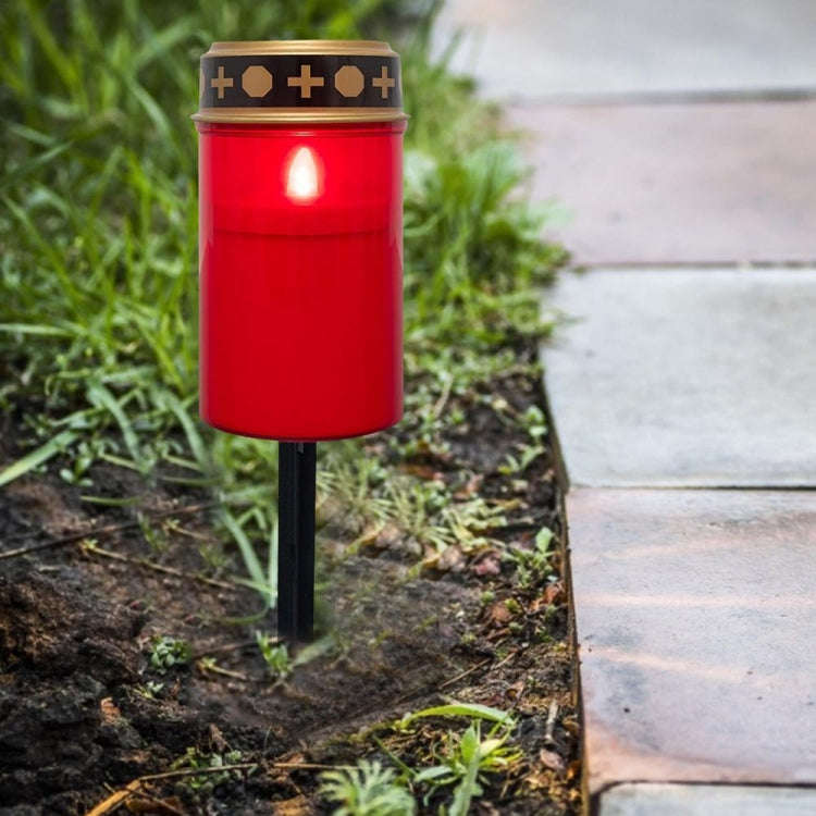 Solar Induction Graves Light Outdoor Waterproof LED Candle Light, Spec: With Ground Nails Red