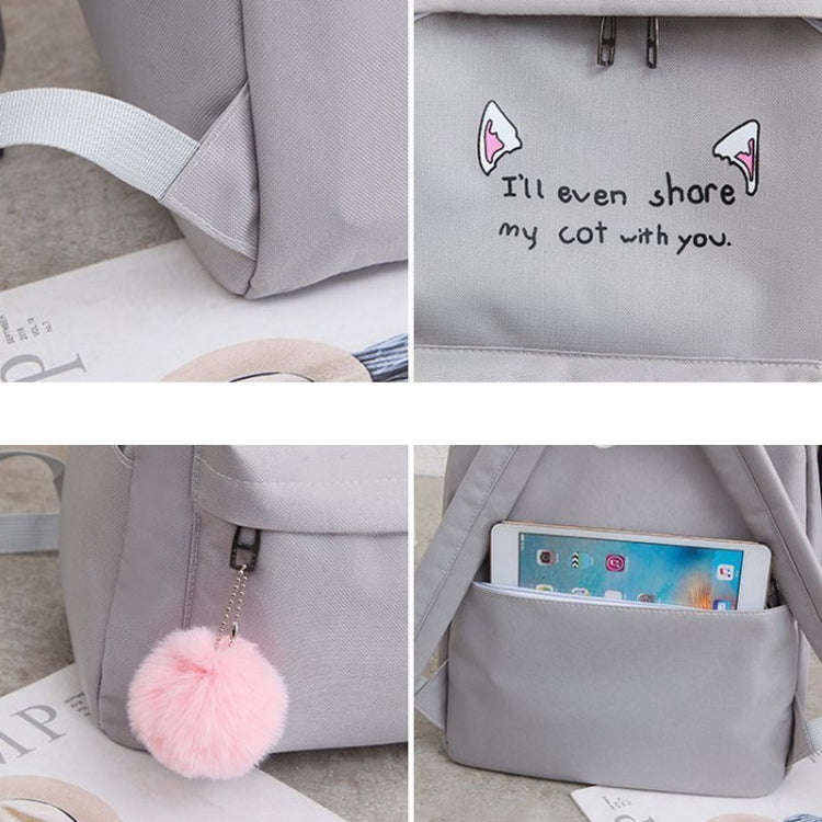 4pcs /Set Student Schoolbag Casual Outdoor Traveling Shoulder Bag(Pink)