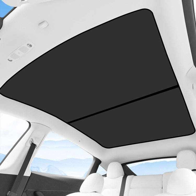 2pcs /Set For Tesla Model Y Ice Crystal Sunshade Car Roof Front And Rear Sunroof Shade(Black)