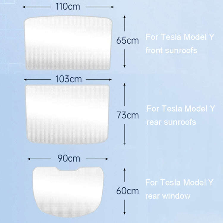 2pcs /Set For Tesla Model Y Ice Crystal Sunshade Car Roof Front And Rear Sunroof Shade(Black)