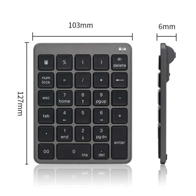 KN-980 28 Keys Portable Wireless Digital Quiet Keypad Computer External Digital Password Keypad(G...