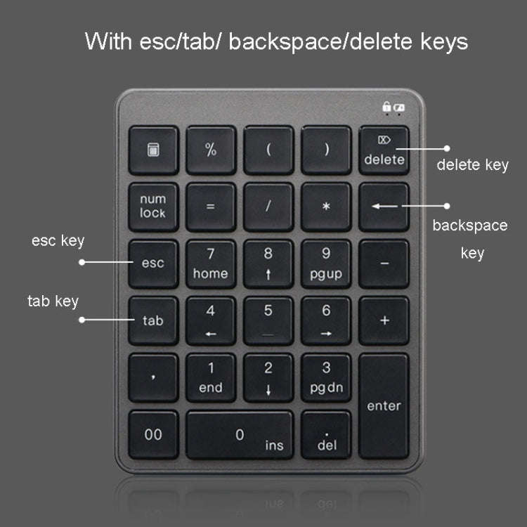 KN-980 28 Keys Portable Wireless Digital Quiet Keypad Computer External Digital Password Keypad(G...