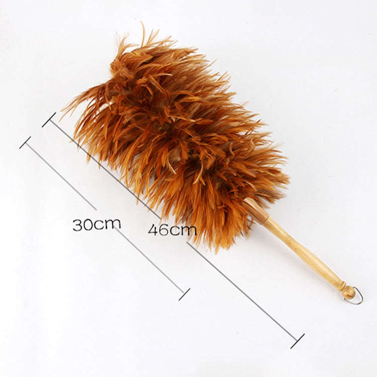 Thickened Natural Feather Duster Wooden Handle Dust Duster Home Car Dust Collector(Gold)