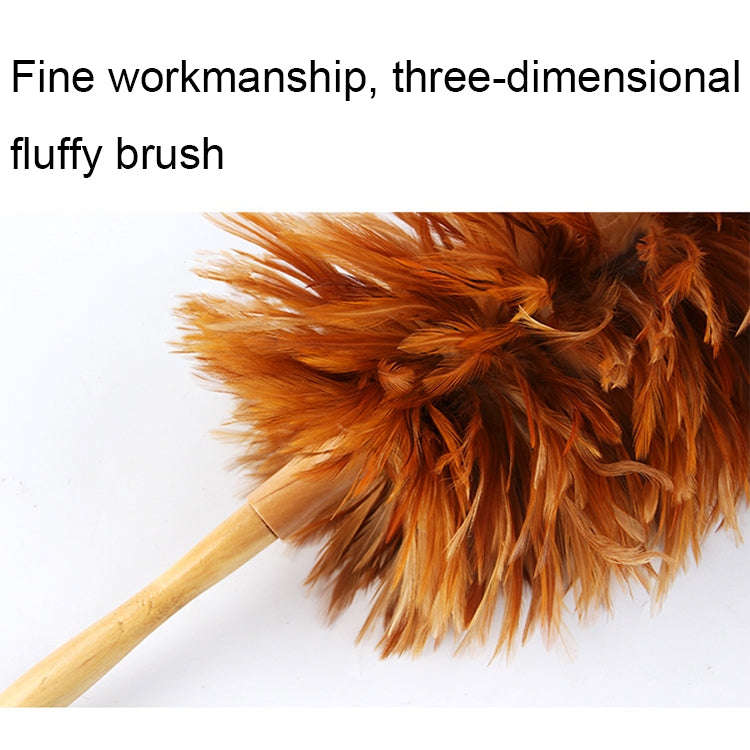 Thickened Natural Feather Duster Wooden Handle Dust Duster Home Car Dust Collector(Gold)