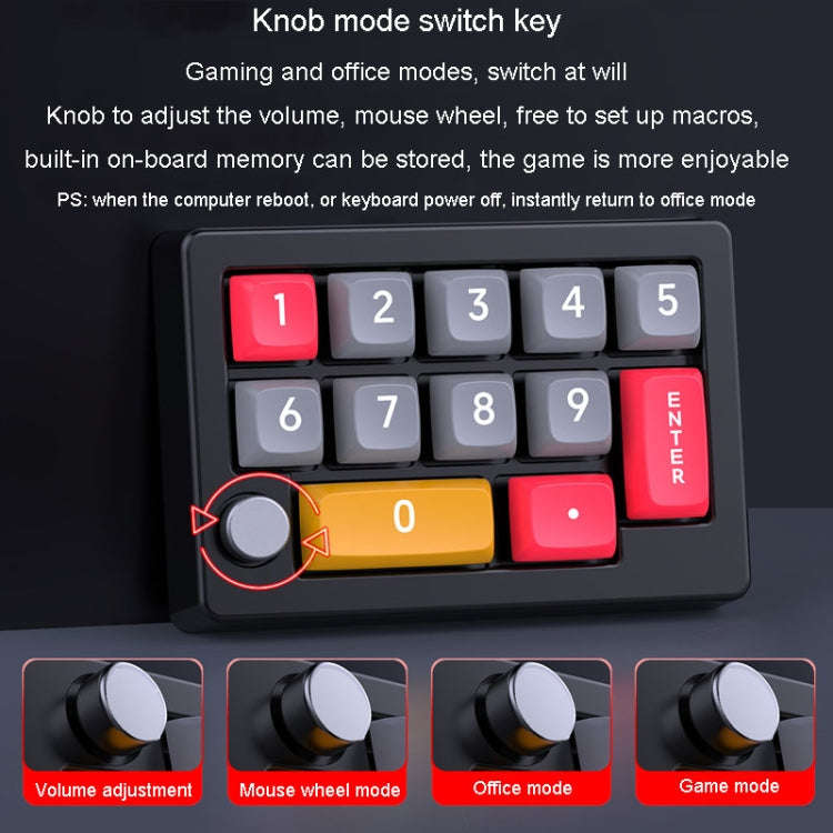 MKESPN 13 Keys RGB Multi-Function Macro Programming Mechanical Keypad Wired With Knob Keyboard(Bl...