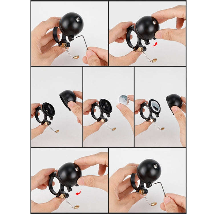 Mini Mountain Bike Pure Copper Bell, Color: Black Metal Base