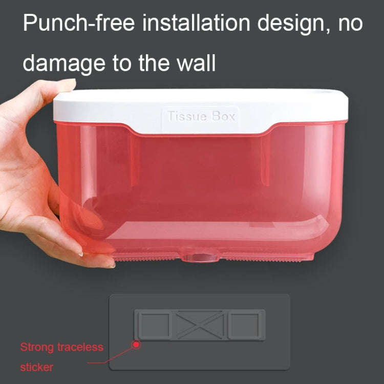 Punch-free Bathroom Transparent Waterproof Tissue Box Toilet Wall-mounted Storage Rack, Size: Sma...