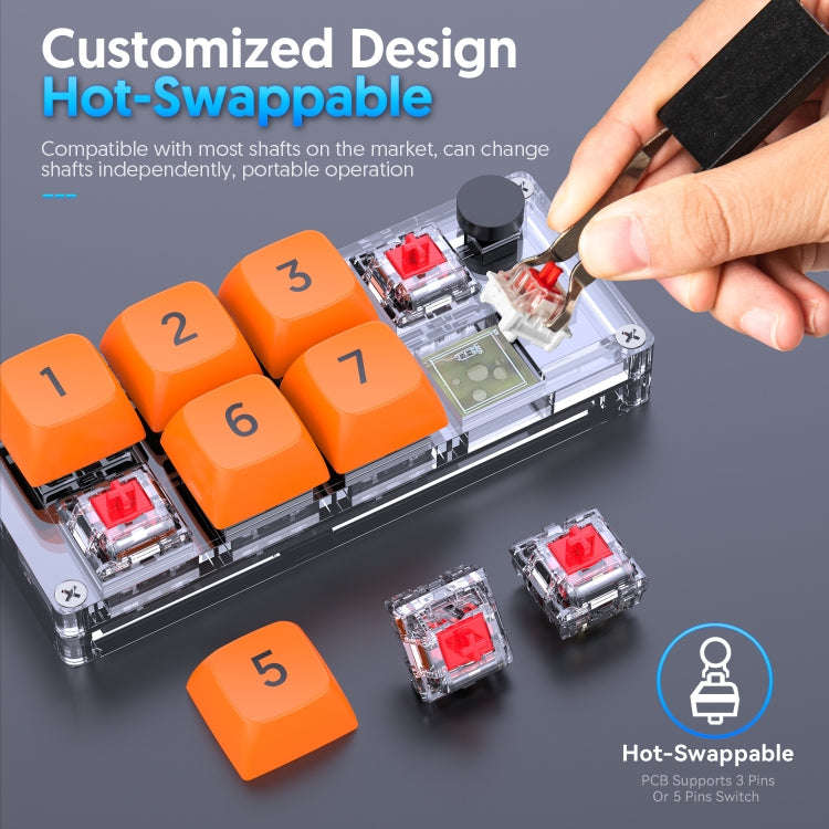 MKESPN Shortcut Macro Defined Wired Samll Keypad Single Handed Gaming Keyboard(Transparent)