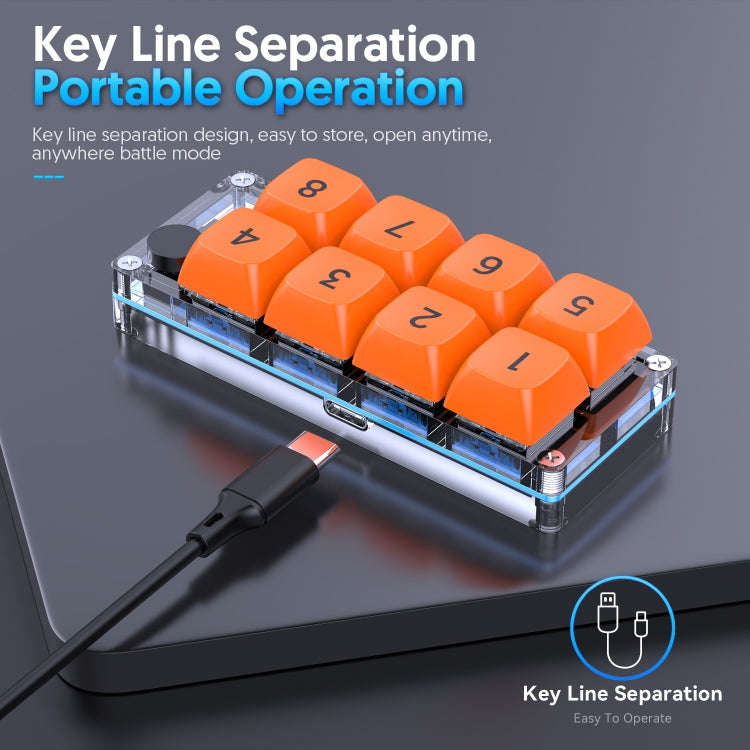MKESPN Shortcut Macro Defined Wired Samll Keypad Single Handed Gaming Keyboard(Transparent)