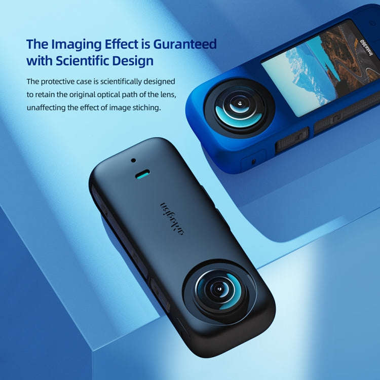 For Insta360 X3 AMagisn Body Silicone Protective Cover, Style: Body+Lens Case (Blue)