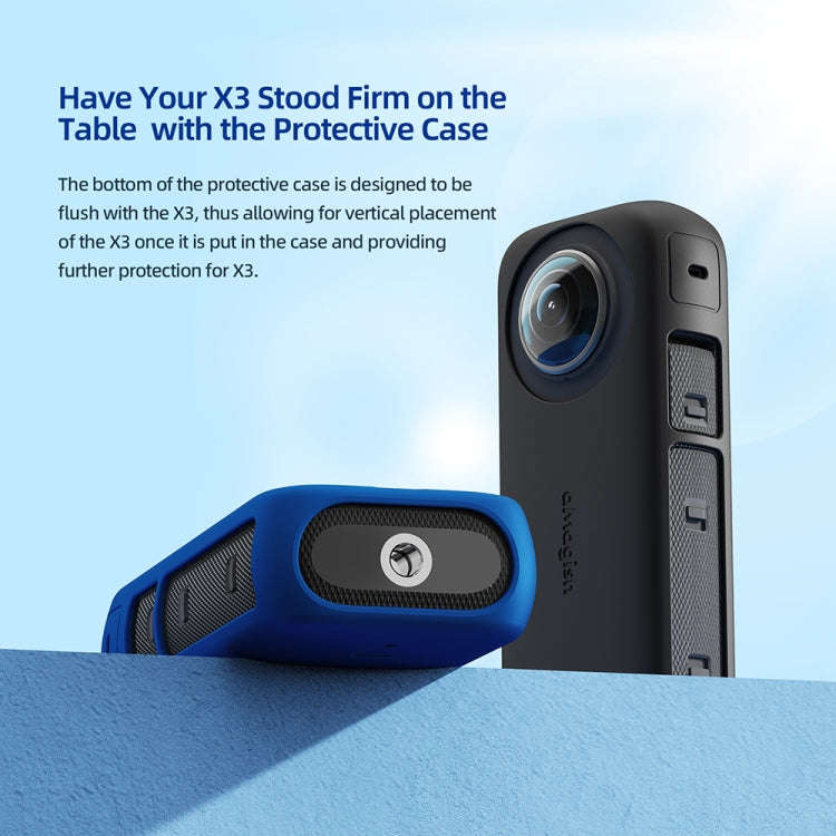 For Insta360 X3 AMagisn Body Silicone Protective Cover, Style: Body+Lens Case (Blue)
