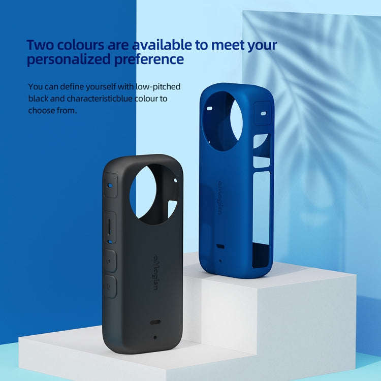 For Insta360 X3 AMagisn Body Silicone Protective Cover, Style: Lens Case (Black)