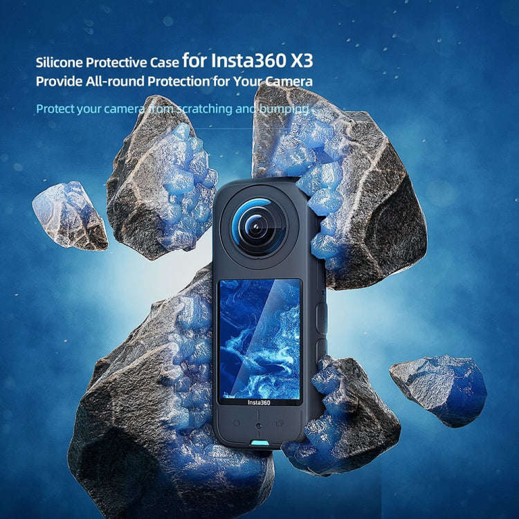 For Insta360 X3 AMagisn Body Silicone Protective Cover, Style: Body+Lens Case (Blue)