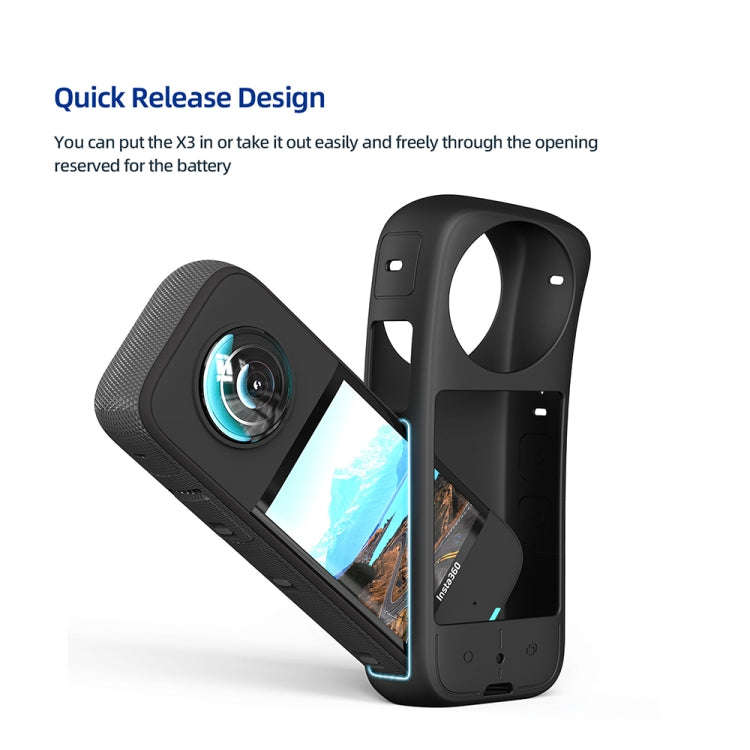 For Insta360 X3 AMagisn Body Silicone Protective Cover, Style: Body+Lens Case (Blue)