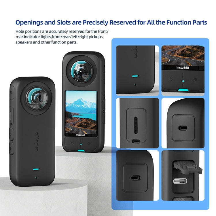 For Insta360 X3 AMagisn Body Silicone Protective Cover, Style: Body+Lens Case (Blue)