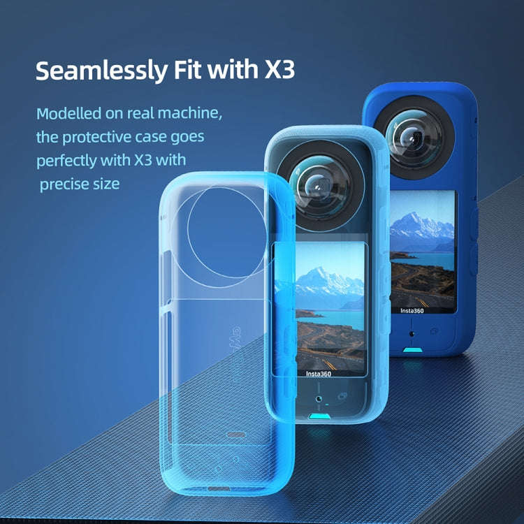 For Insta360 X3 AMagisn Body Silicone Protective Cover, Style: Body+Lens Case (Blue)