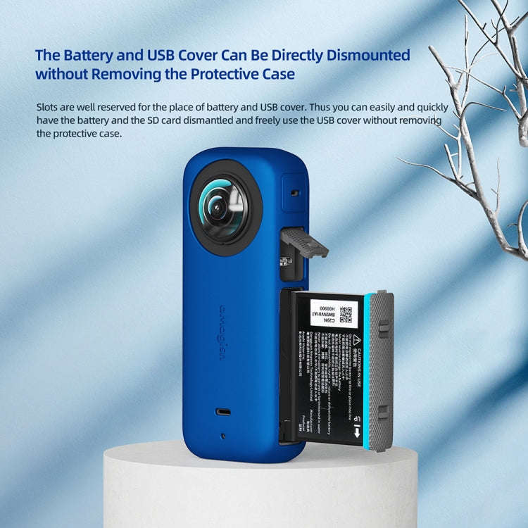 For Insta360 X3 AMagisn Body Silicone Protective Cover, Style: Body+Lens Case (Blue)