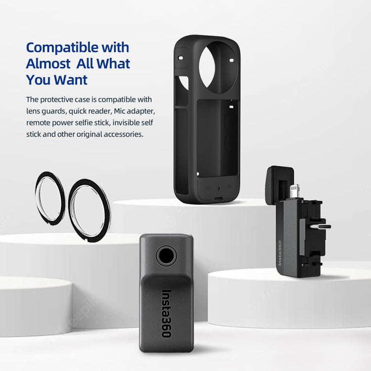 For Insta360 X3 AMagisn Body Silicone Protective Cover, Style: Body+Lens Case (Blue)