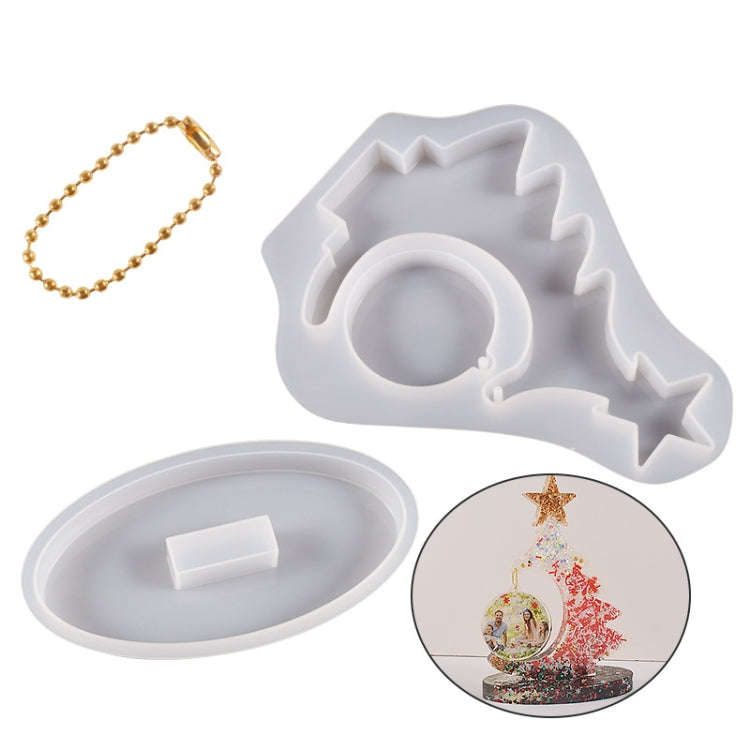 Crystal Epoxy Resin Christmas Tree Silicone Mold With 10pcs Gold Bead Chain