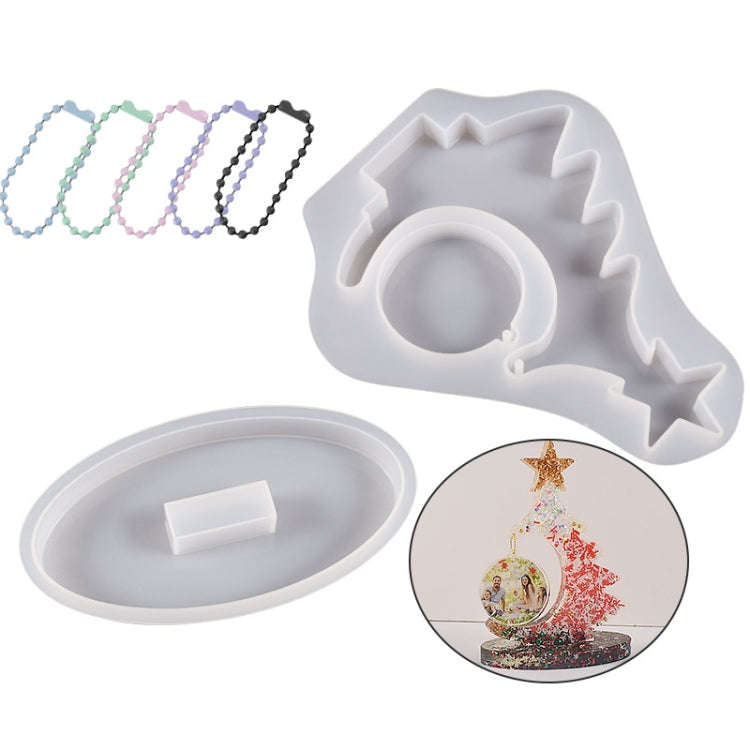 Crystal Epoxy Resin Christmas Tree Silicone Mold With 10pcs Colorful Bead Chain