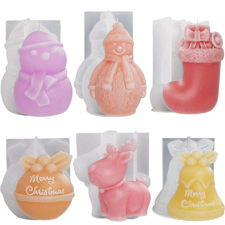 Christmas Crystal Silicone Mold DIY Snowman Elk Candle, Spec: Christmas Deer 001