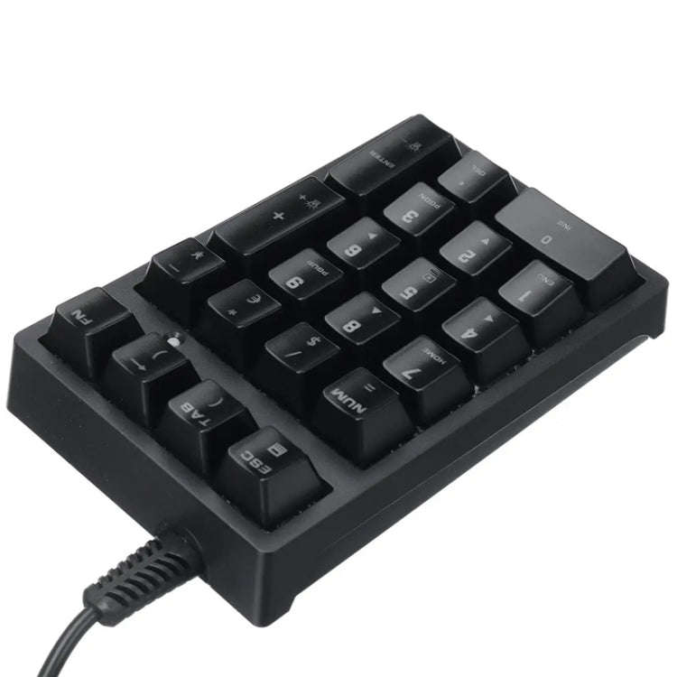 198I K21 Wired Mechanical Dightal Keyboard Multifunction Button RGB Backlight Office Keypad(Black)