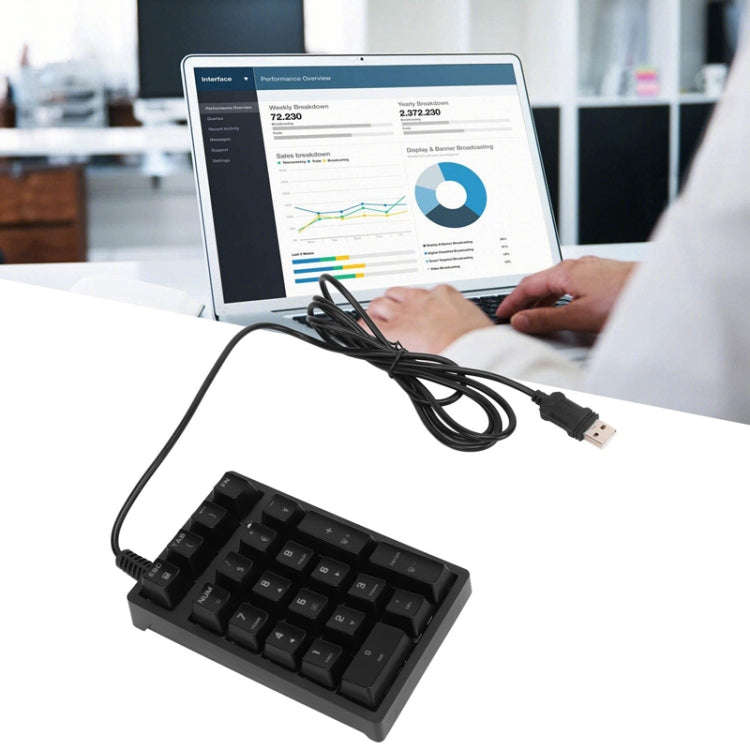 198I K21 Wired Mechanical Dightal Keyboard Multifunction Button RGB Backlight Office Keypad(Black)