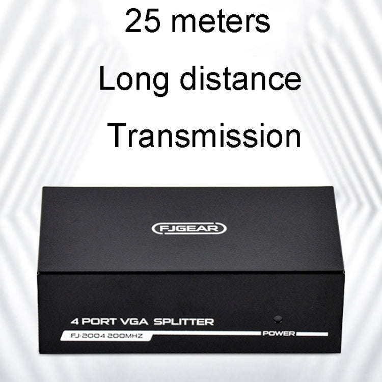 FJGEAR FJ-2004 VGA Splitter 1 In 4 Out Computer Vedio Output Splitter, EU Plug