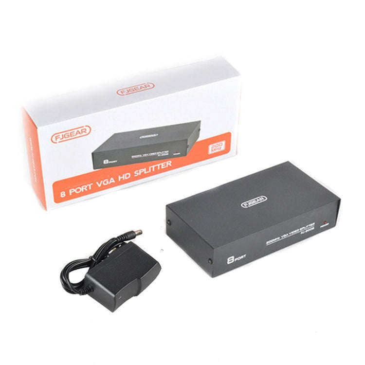 FJGEAR FJ-2008 VGA Splitter 1 In 8 Out Computer Vedio Output Splitter, EU Plug