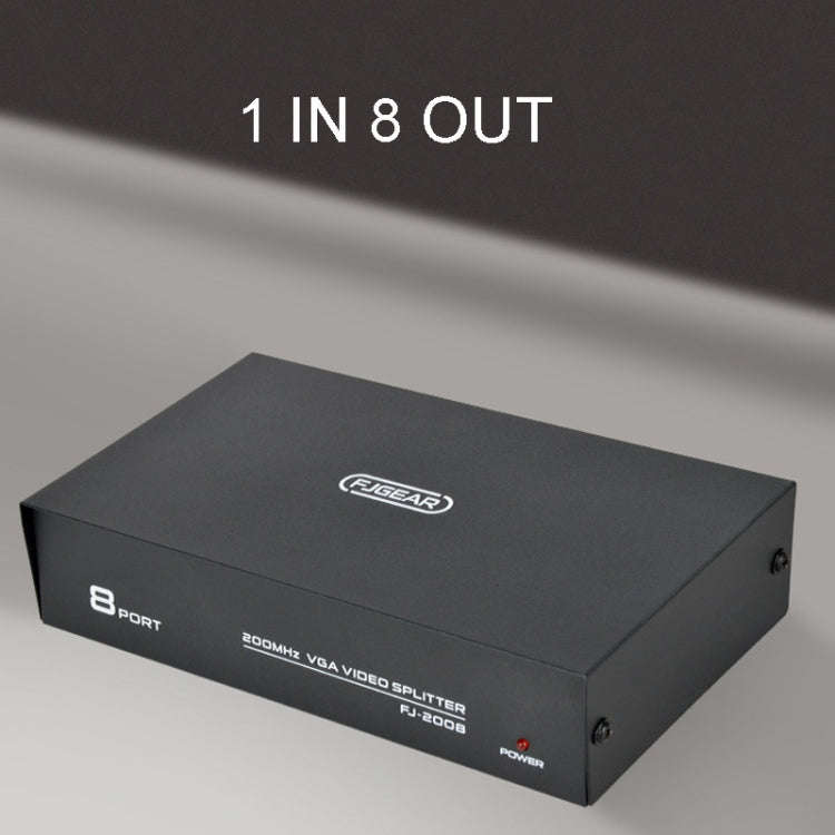 FJGEAR FJ-2008 VGA Splitter 1 In 8 Out Computer Vedio Output Splitter, EU Plug