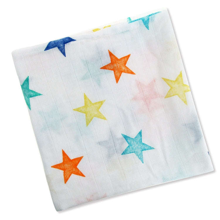 Cartoon Baby Soft Gauze Quilt Swaddle Cotton Bath Towel 117 X 117cm, Style: Color Stars