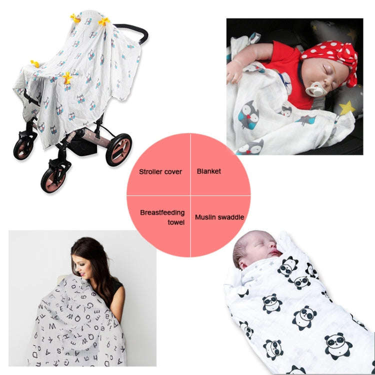 Cartoon Baby Soft Gauze Quilt Swaddle Cotton Bath Towel 117 X 117cm, Style: +Number