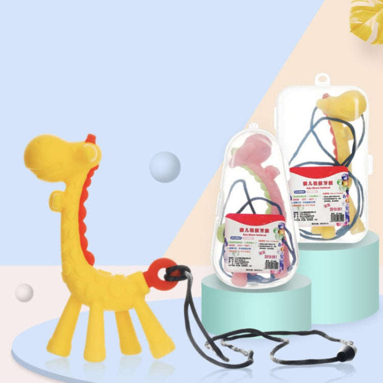 XUNYI Baby Giraffe Rattles Teether Kids Silicone Bite Toy, Spec: Drop Box Yellow