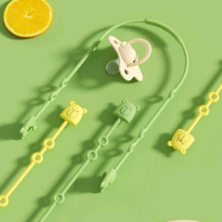 Bear Silicone Pacifier Chain Toddler Teether Toy Anti-fall Rope Pacifier Clip(Green)