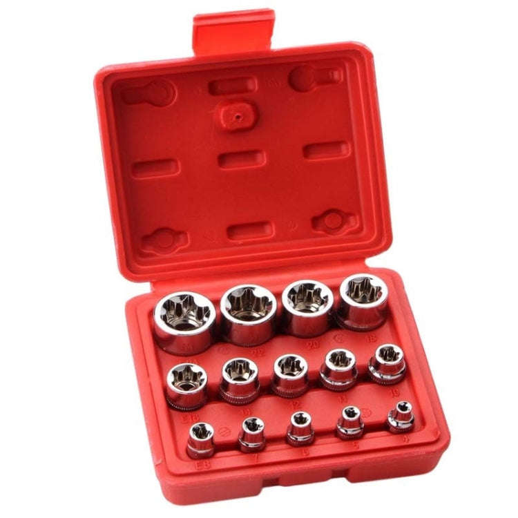 14pcs/set E-type 6-corner Plum Blossom Socket Combination Car Repair Kit Tool(Box Color Random De...