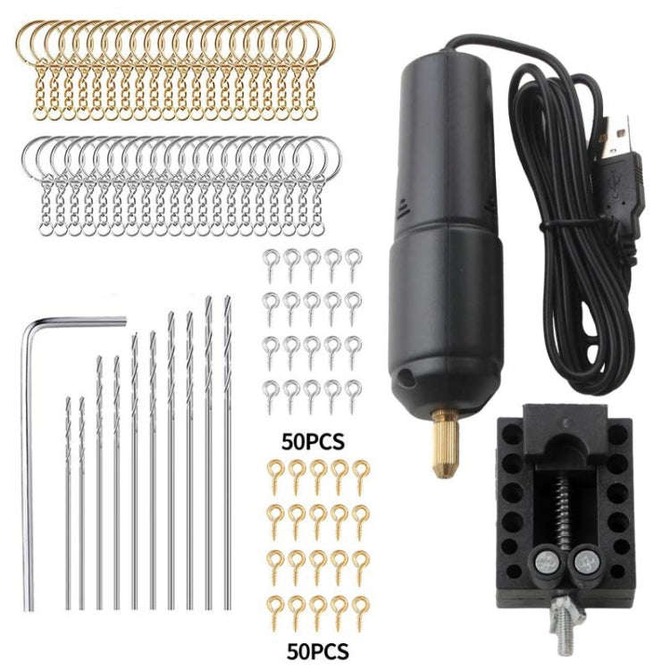 USB Interface 360 Mini Electric Drill Manual Glue Drilling Electric Drill, Set: Drill+4pcs Wrench...