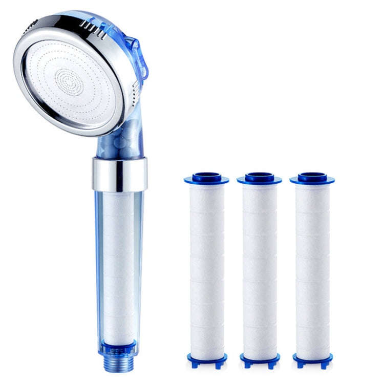 Water Filter Shower Head Home PP Cotton Filter Booster Handheld Lotus Flush, Color: Sky Blue+3 Fi...