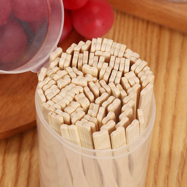 200pcs /Can Bamboo Fruit Stick Disposable Two Tines Dessert Fork For Home Use