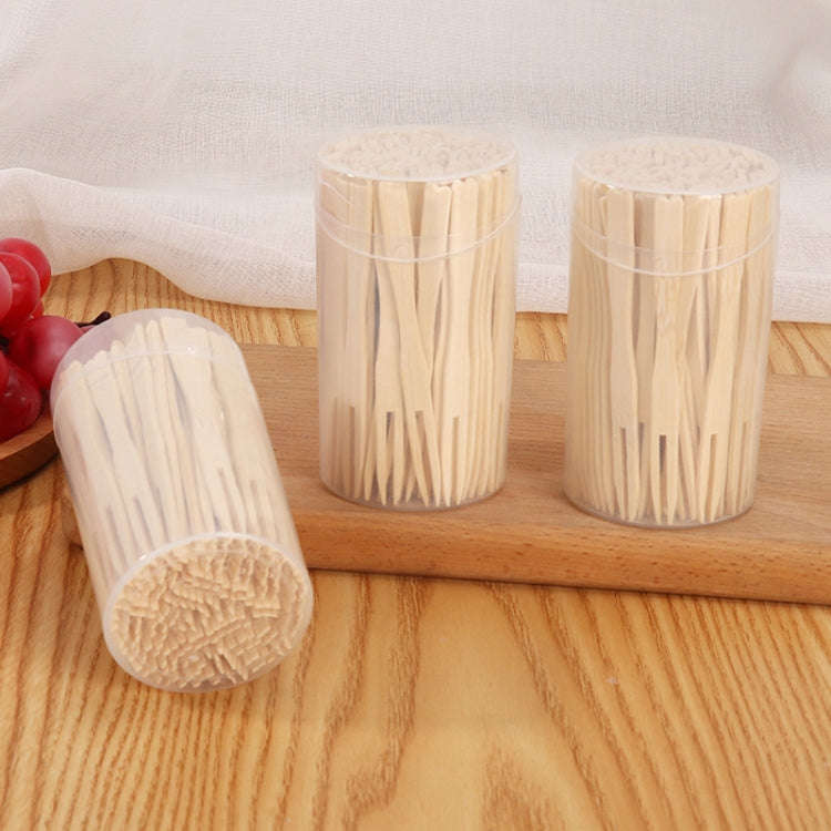 200pcs /Can Bamboo Fruit Stick Disposable Two Tines Dessert Fork For Home Use