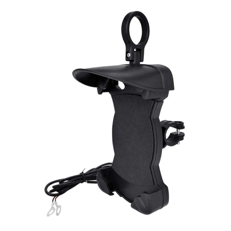 Motorcycle Sunshade Rainproof Mobile Phone Holder, Shape: Charging Handlebar Holder 5V-3.1A