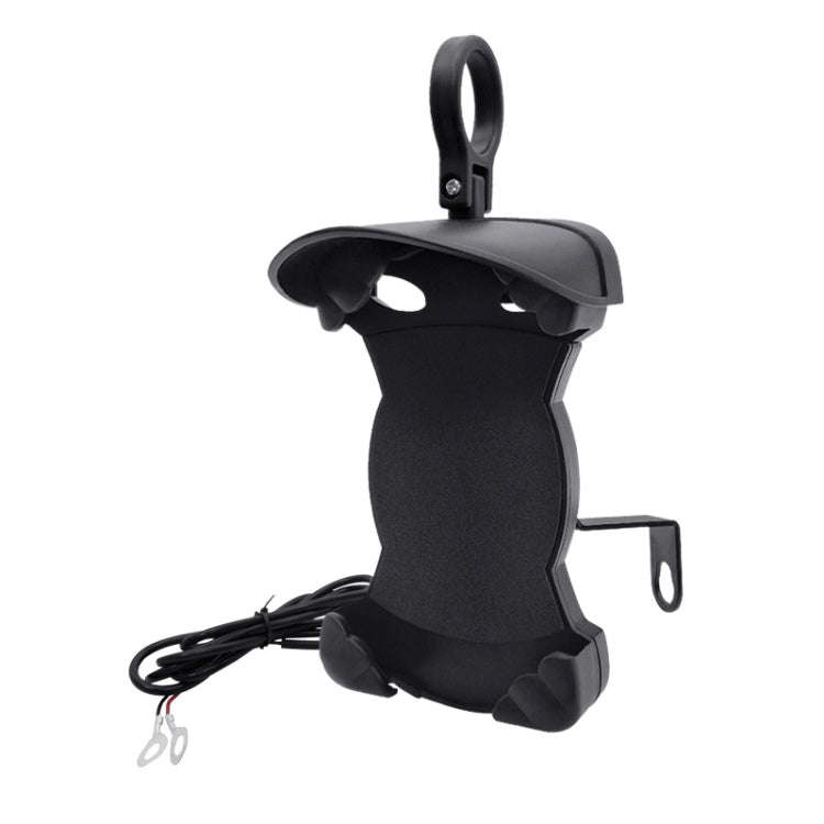 Motorcycle Sunshade Rainproof Mobile Phone Holder, Shape: Charging Mirror Holder 5V-2A