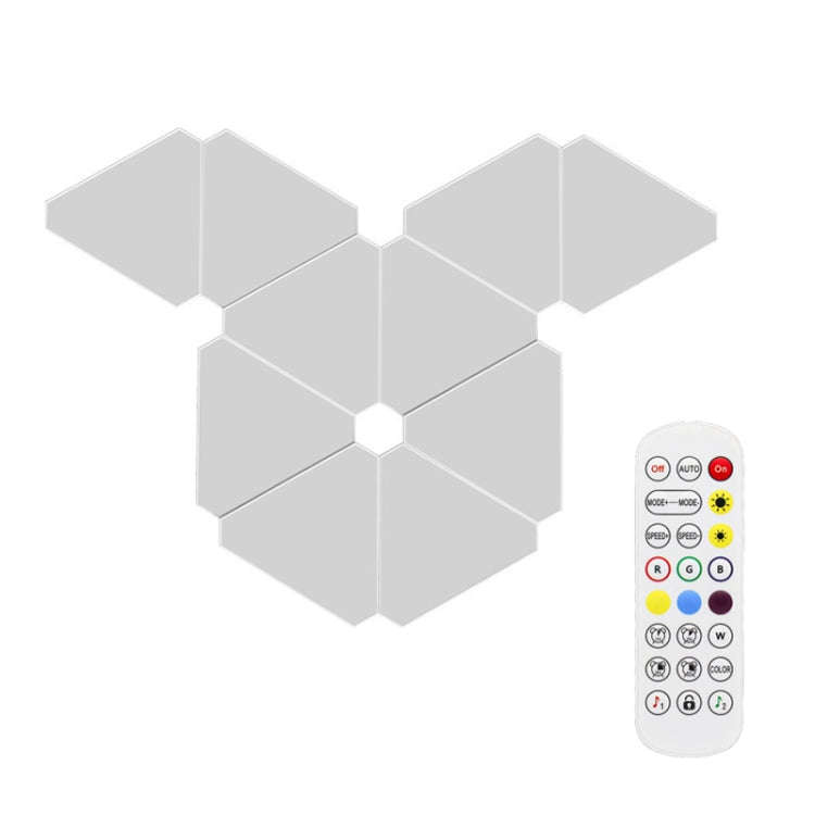 10pcs /Set Triangle Splicing Intelligent Sound Control Quantum Light Atmosphere Lighting With Rem...