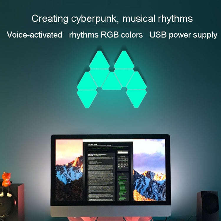 3pcs /Set Triangle Splicing Intelligent Sound Control Quantum Light Atmosphere Lighting With Remo...