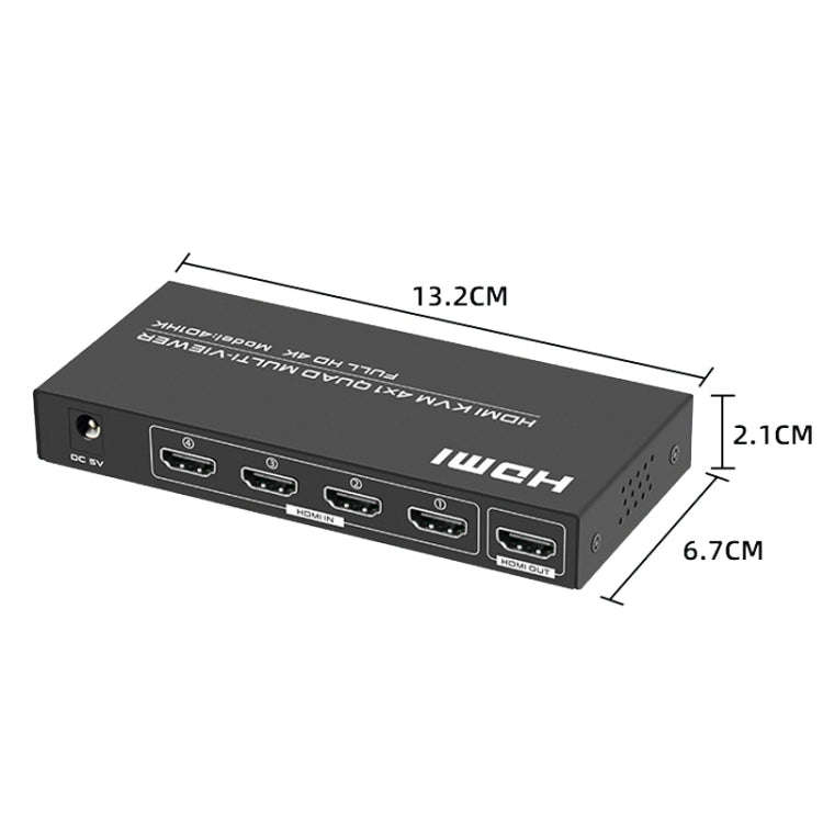 FJGEAR FJ-401HK 4 Ports HDMI KVM Video Splitter With IR Remote Controller