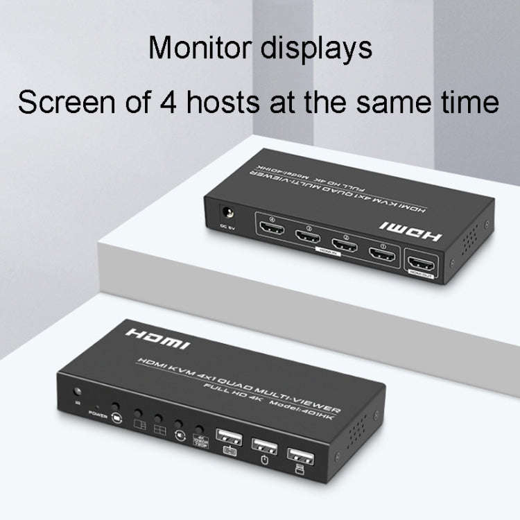 FJGEAR FJ-401HK 4 Ports HDMI KVM Video Splitter With IR Remote Controller