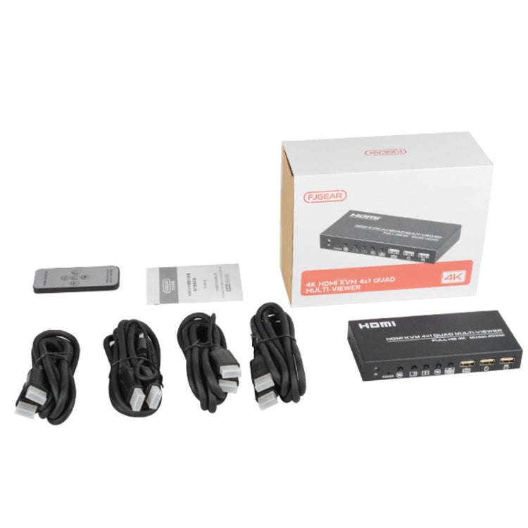 FJGEAR FJ-401HK 4 Ports HDMI KVM Video Splitter With IR Remote Controller