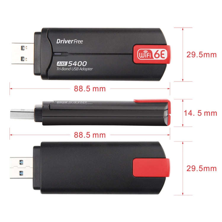 AX5400M 2.4G/5G/6G WIFI 6E Standard USB 3.0 Network Card WIFI Transmitter Receiver(Red)