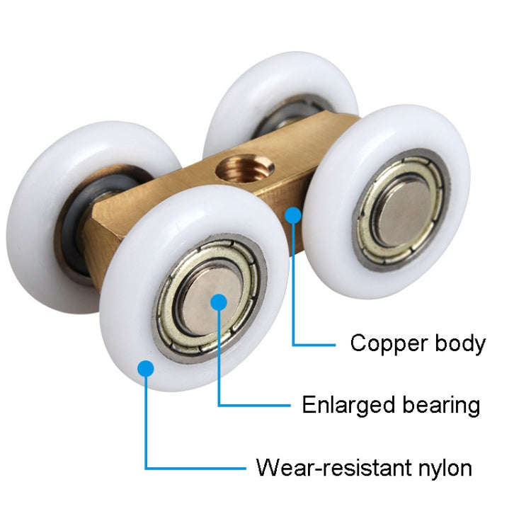 Small Brass Bearing Suspension Wheel Shower Room Four Wheel Track Pulley, Model: Pulley+Screw